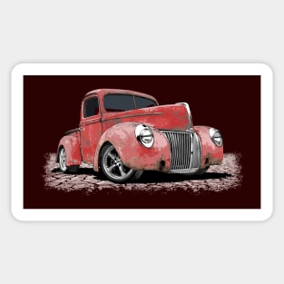 Vintage rusty red 40 Ford rat rod pickup Sticker